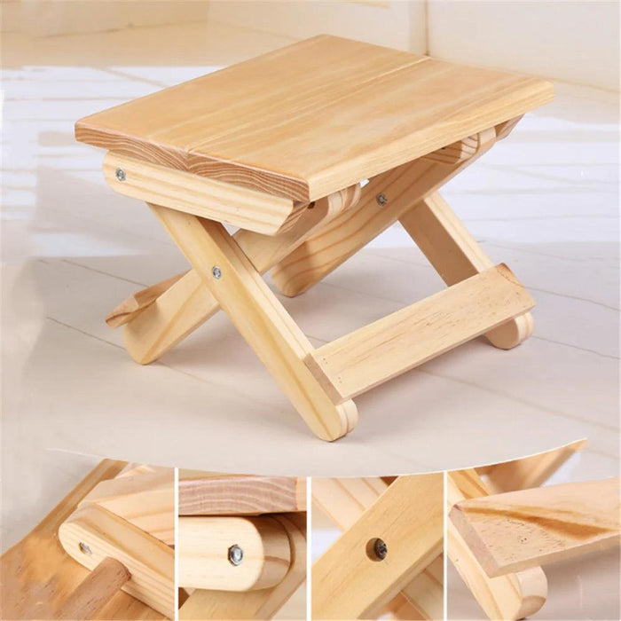 Children's Compact Folding Wooden Step Stool - Perfect for Outdoor Fun and Practical Seating