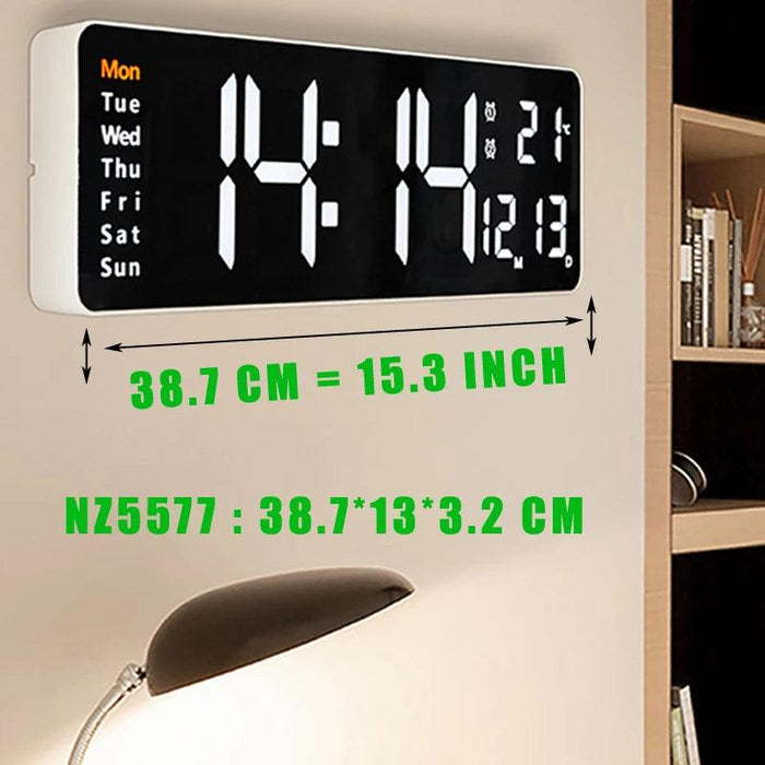 Oversized LED Digital Clock with Temperature, Calendar, and Dual Alarm Features for Modern Home and Office