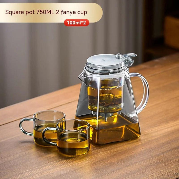 Sophisticated 750ml Glass Teapot Set with Effortless Pouring and Detachable Filter - Includes Matching Cups