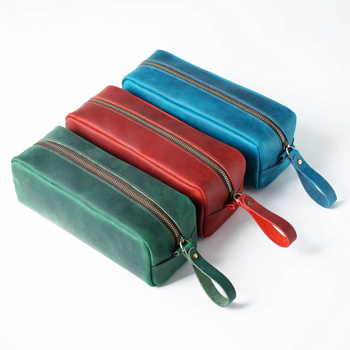 Chic Retro Leather Zippered Pen Holder - Perfect for Students and Collectors