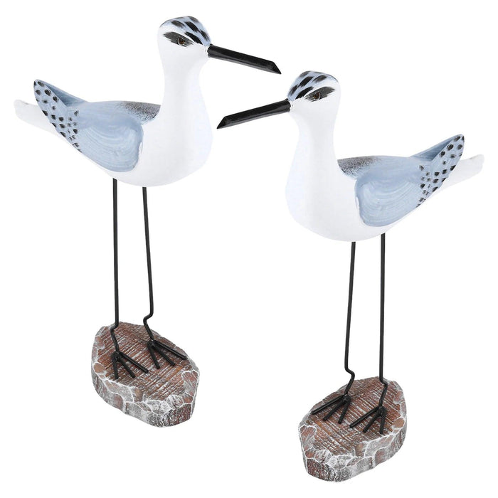 Coastal Bliss Wooden Seabird Figurine Set - Elegant Nautical Accents for Beachy Home Interiors