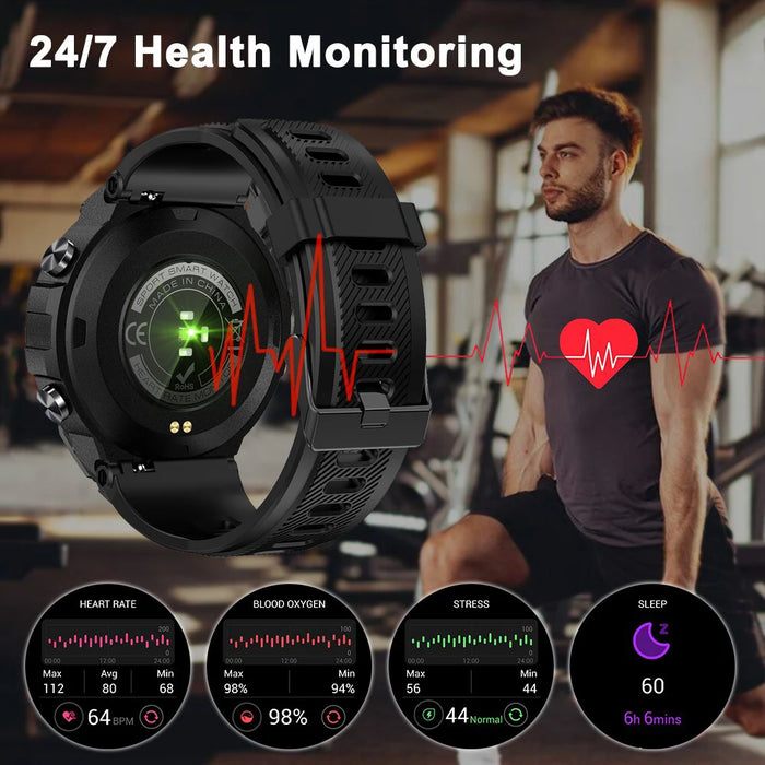 Men's Advanced GPS Fitness Smartwatch with Heart Rate Monitoring and IP68 Waterproofing - Activity Tracker for Android & iOS