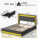 Stylish Dark Gray Full Bed Frame with LED Lighting, Storage Solutions, and USB Charging Station - Ultimate Bedroom Addition