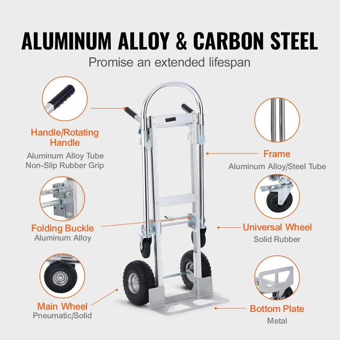 Versatile Heavy-Duty Aluminum Folding Hand Truck for Efficient Goods Transport on Any Terrain