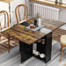 Convertible Modern Dining Table with Wheels, Drawer, and Double Layer Storage