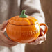 Adorable Kawaii Pumpkin Ceramic Mug Set - Perfect Halloween Drinkware for Soups and Beverages