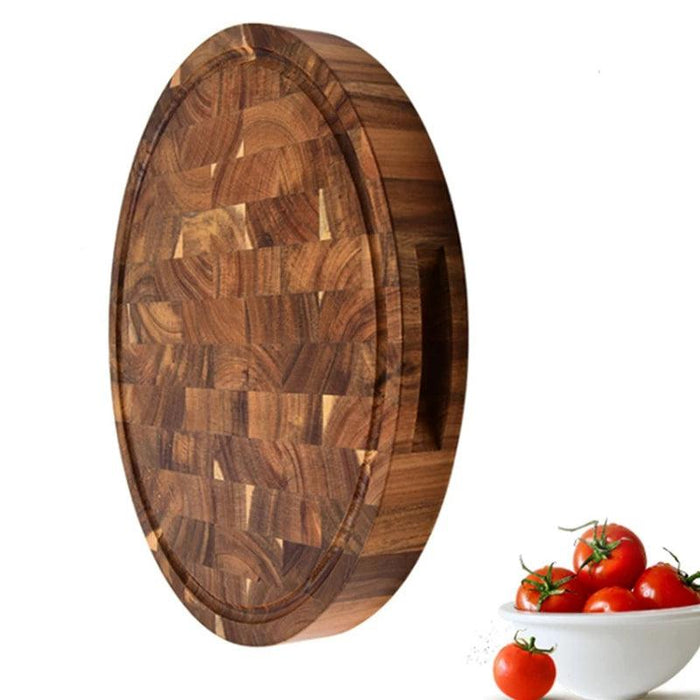 Elegant Acacia Wood Round Butcher Block Cutting Board – Ideal for Chopping, Meat Preparation, and Charcuterie Display