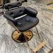 Elegant Walnut Leather Ergonomic Swivel Salon Chair