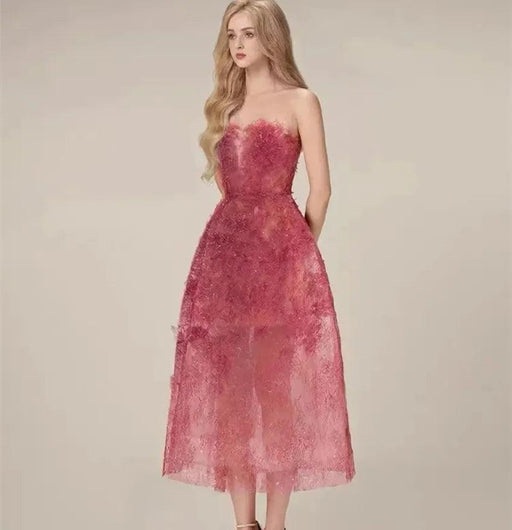 Luxurious Floral Lace and Sequin Evening Dress for Women