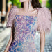 Enchanting Feathered Sleeve Sequin Mermaid Dress with Square Neckline for Glamorous Evenings