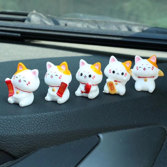 Lucky Cat Dashboard Charms - Maneki Neko Car Accessories for Good Fortune