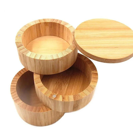 Bamboo Spice Storage Box with Spoon - Eco-Friendly Seasoning Organizer