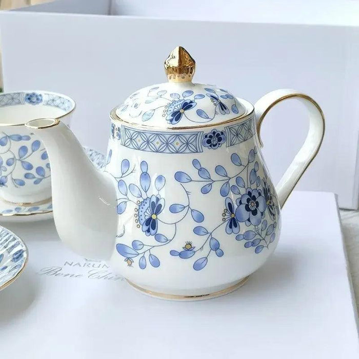 Elegant Blue and White Japanese Porcelain Tea and Coffee Collection