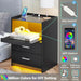 LED Smart Nightstand with Charging Station and Pull-out Tray - Modern Design with 2 Drawers