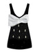 Charming Backless Vintage Bow Mini Dress with Glittering Accents for Women