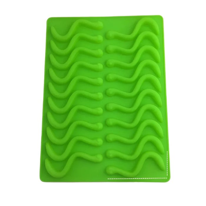 20-Cavity Silicone Gummy Worm Mold for Candy, Chocolate, and Ice – Versatile Cake Decorating Tool