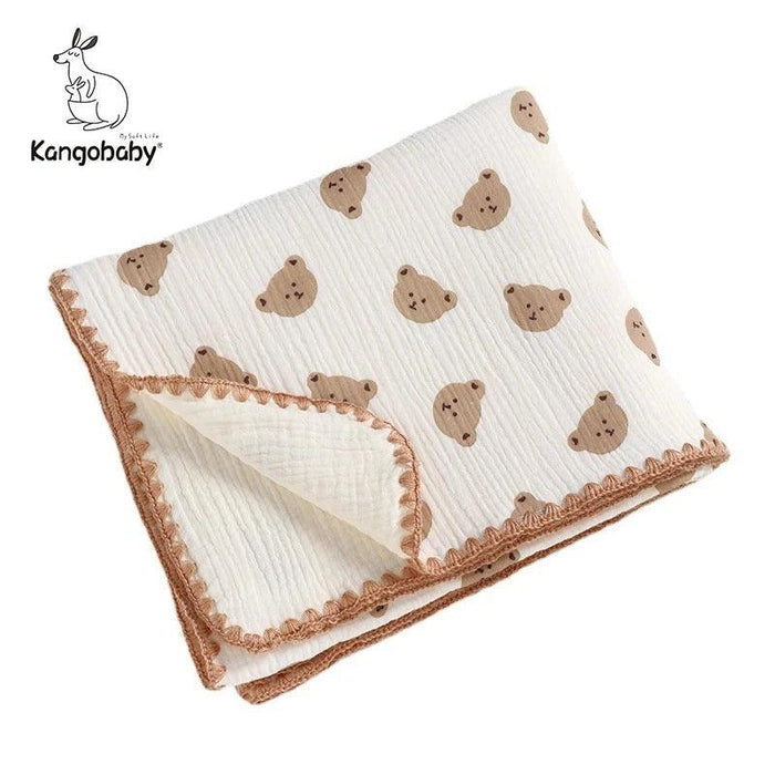 Kangobaby Luxurious 4-Layer Muslin Cotton Baby Blanket Set - Cozy Newborn Swaddle and Quilt