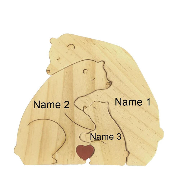 Customizable Bear Family Wooden Puzzle - A Unique Keepsake to Celebrate Family Love