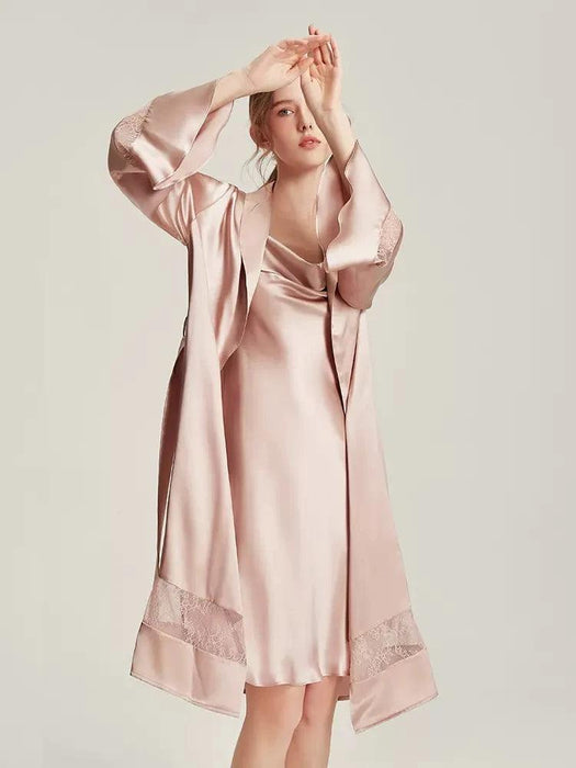 Silk Elegance Nightwear Set - Opulent Dress and Robe for Sophisticated Women