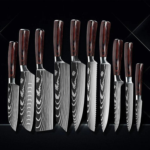 Premium Japanese Damascus Kitchen Knife Set - 1 to 10 Piece Collection for Masterful Culinary Precision