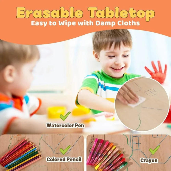 Adjustable Kids Art & Craft Table Set with Waterproof Clean Surface - Ideal for Ages 3-8