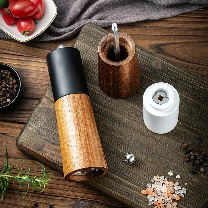 Sophisticated 6-Inch Wooden Salt and Pepper Grinder with Adjustable Grinding Mechanism