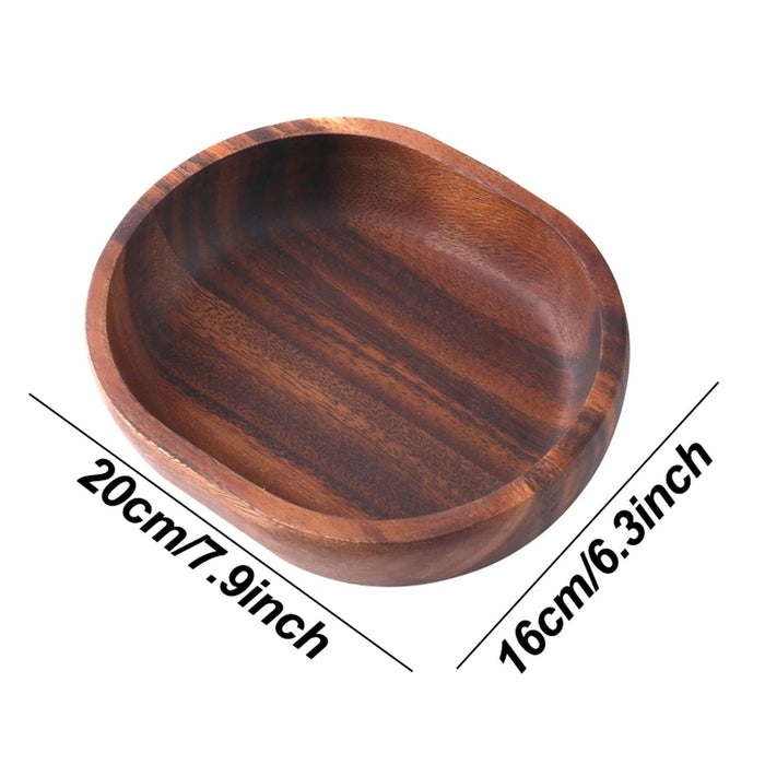 Acacia Wood Bowl Trio - Elegant Oval Serving Dishes for Salads, Fruits, and Desserts