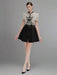 Floral Embroidery Lace Top and Pleated Skirt Set