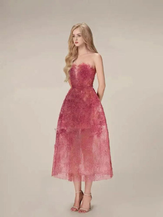 Luxurious Floral Lace and Sequin Evening Dress for Women