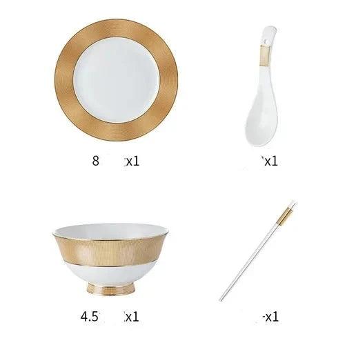 Elevate Your Dining Atmosphere with Luxurious Japanese Dinnerware Set and Gold Ceramic Utensils