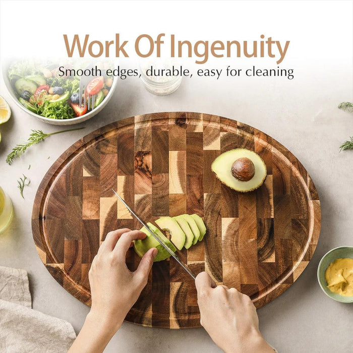 Premium Acacia Wood Cutting Board - Non-slip Kitchen Essential for All Food Types