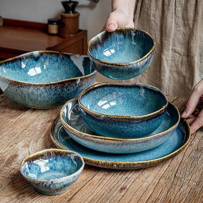 Handcrafted Blue Kiln Charger Plates - Elegant Table Decor for Sophisticated Dining Experiences