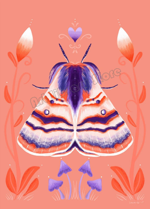 Enchanting Insect Canvas Art: Vibrant Moth and Golden Beetle Decor for a Playful Home