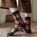 Vibrant Argyle Geometric Socks for Men - Set of 5 Cozy Combed Cotton Winter Essentials