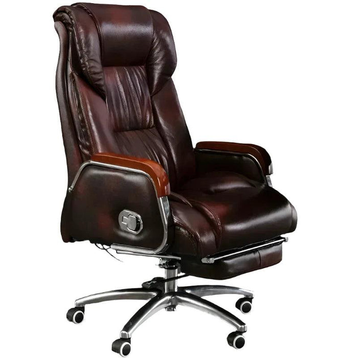 Luxurious Ergonomic Leather Executive Chair with Contemporary Aluminium Base