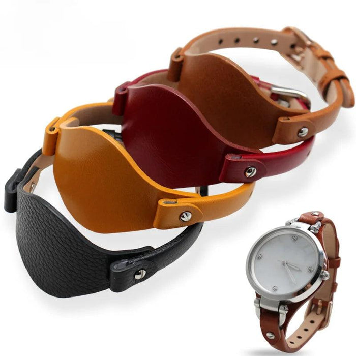 Elegant Cowhide Leather Watch Straps with Rose Steel Buckle - A Luxurious Women's Accessory