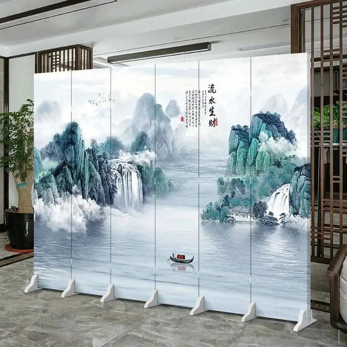 Versatile Mobile Folding Chinese Partition Screen for Hotels and Offices - Dual-Sided Conference Divider