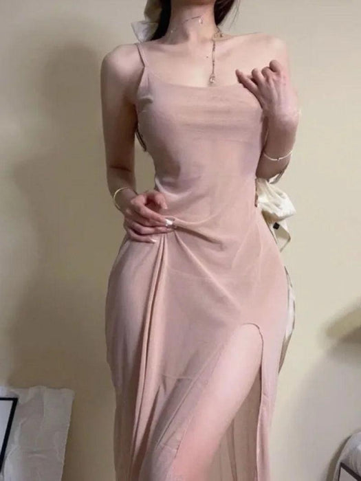 Elegant Summer Solid Color Maxi Dress with Side Slit