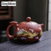 170ml Handcrafted Color-Changing Purple Clay Teapot with Dragon and Phoenix Design