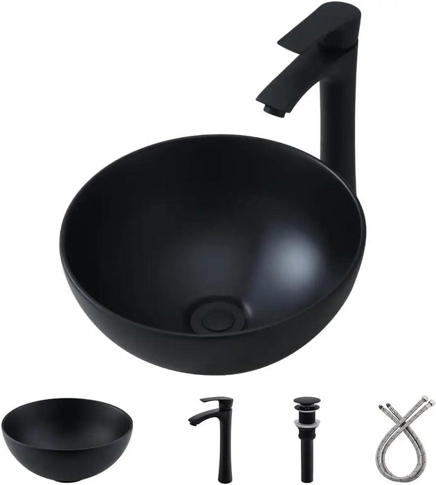 Elegant Oval Ceramic Sink Ensemble with Black Faucet and Stainless Steel Drain