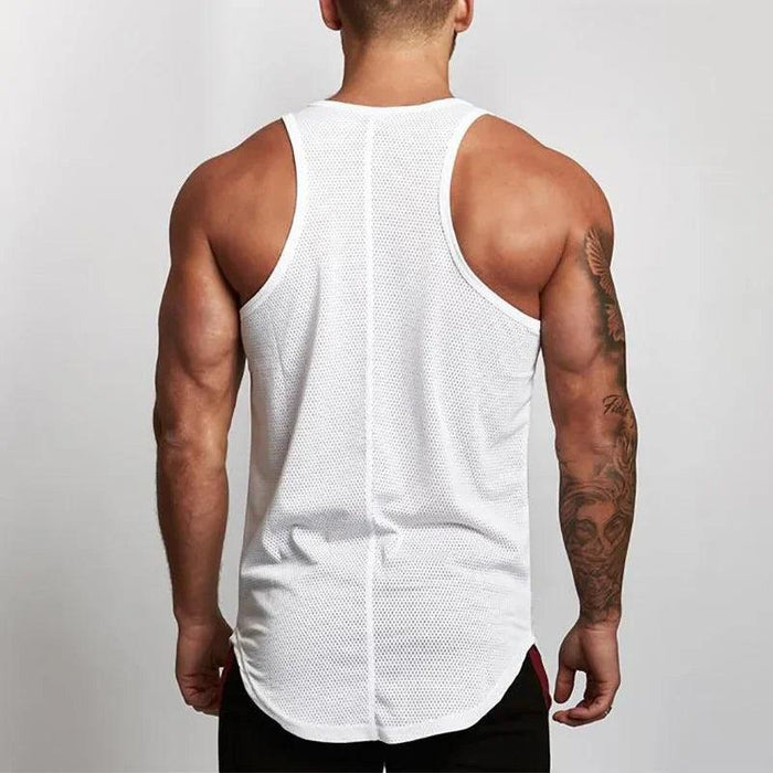 Men's Cool-Dry Mesh Gym Tank - Sleek Sleeveless Bodybuilding Vest for Summer