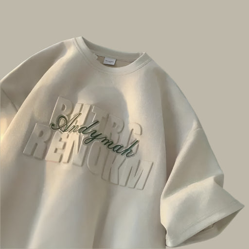 Chic Summer Heavy Suede Loose-Fit T-Shirt for Men and Women with 3D Letter Design - Trendy Y2K Style