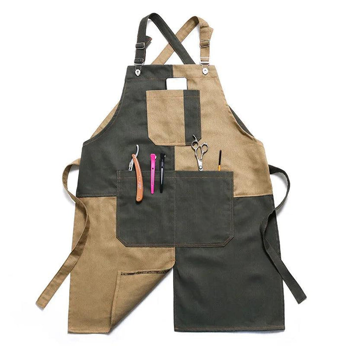 Chic Waterproof Apron for Culinary and Gardening Mastery - Adjustable Cotton-Linen Blend