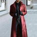 Men's Stylish Gothic Black Faux Leather Long Coat - Chic Winter Essential with Lapel Detailing