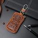 Luxury Cowhide Leather Zip Key Holder - Chic Organizer for Men and Women