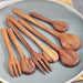 7-Piece Sustainable Acacia Wood Utensil Set for Soup, Ramen, Salad, and Desserts