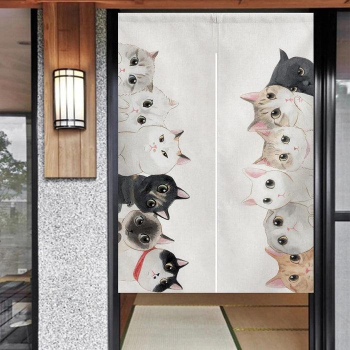 Enchanting Cat-Inspired Noren Tapestry Curtain for Chic Home Styling