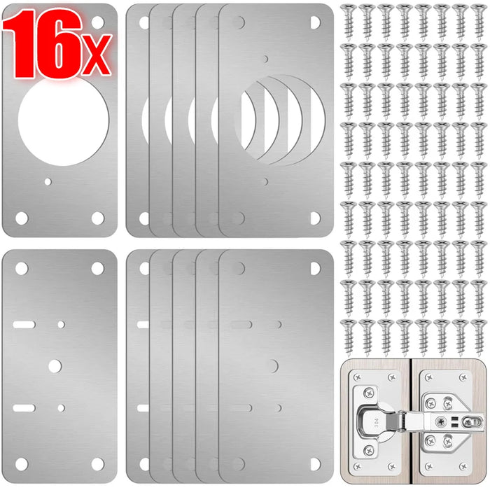 Stainless Steel Silver Hinge Repair Kit for Cupboards and Furniture Enhancement