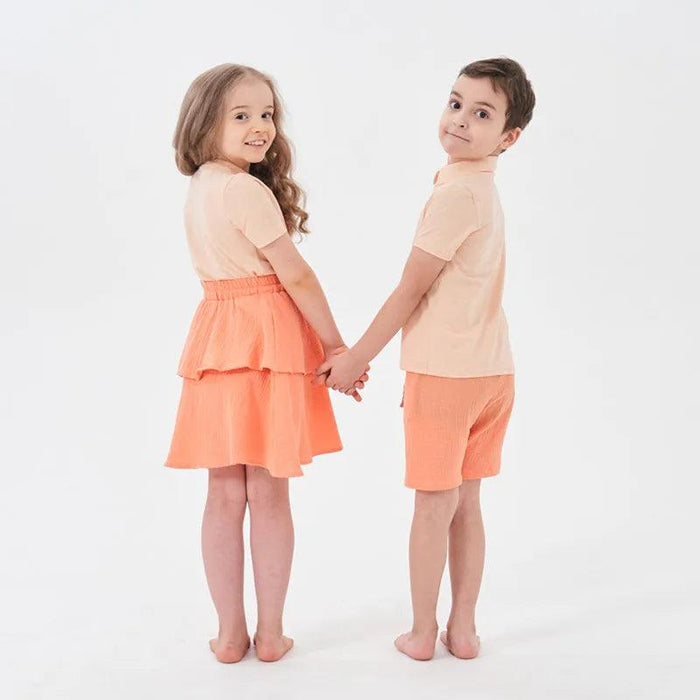 Orange Muslin Collection: Kids’ Stylish Spring/Summer Matching Outfit Set