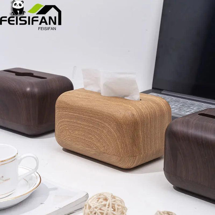 Elegant Walnut Tissue Holder for Modern Workspace Chic